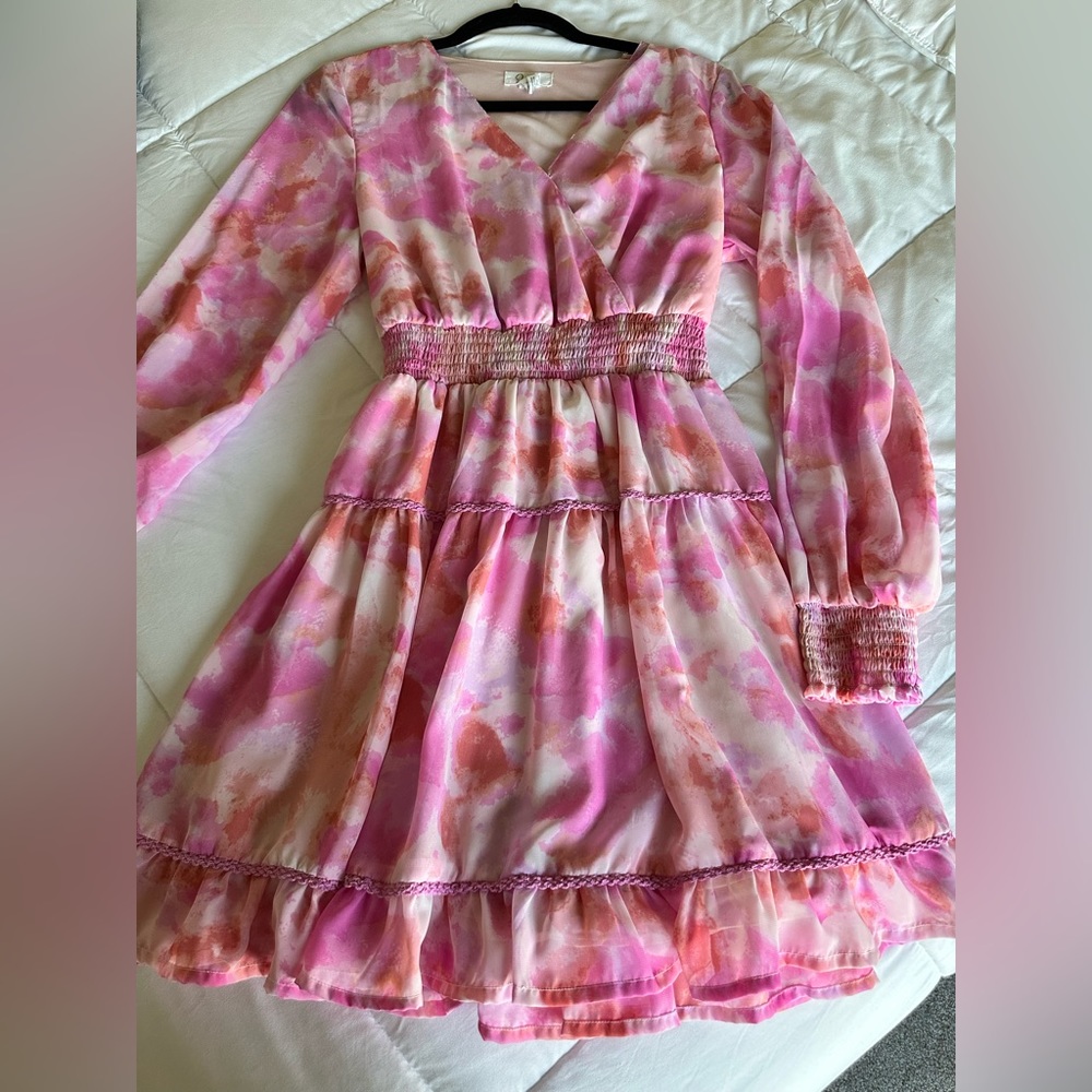 Floral Long Sleeve Summer Dress (L)